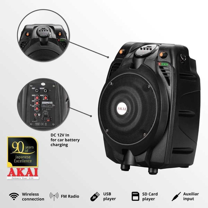 Boxa portabila Akai SS022A-X6 Bluetooth; USB; Radio; microfon