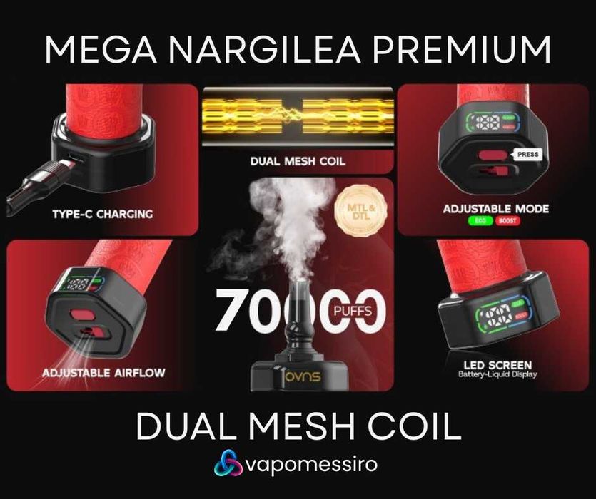 Vape Reutilizabil Narghilea Master Hookabar 70.000 puffs