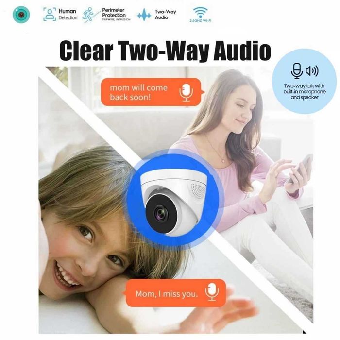 IP Вътрешна 2MP куполна камера Двупосочно аудио със сензор за движение