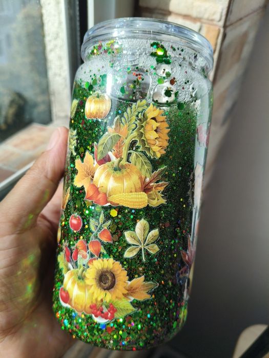 Pahar sclipici temă Toamnă