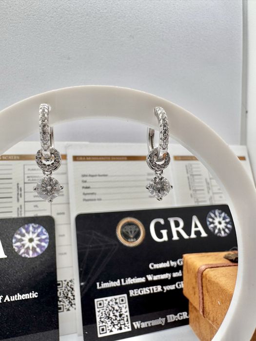 Сребърни обеци с мойсанит (Диамант) 0.5 карата