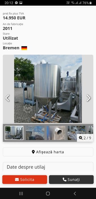 Bazin irigat din inox alimentar 1250 litri pentru apa sau lapte