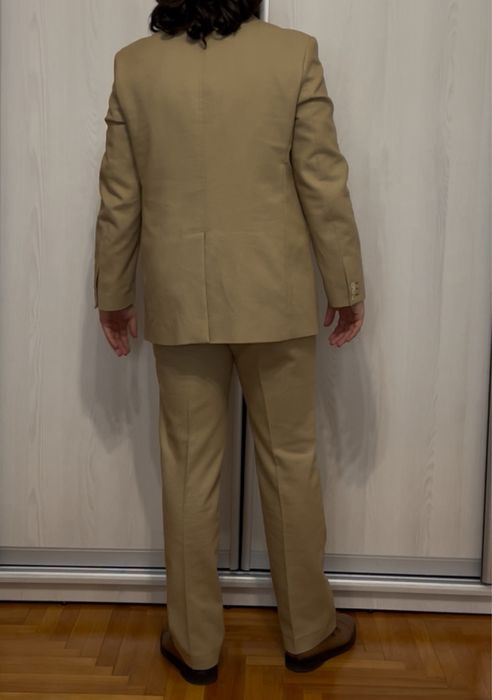 Costum costum intreg, muștariu/kaki, din bumbac, barbati