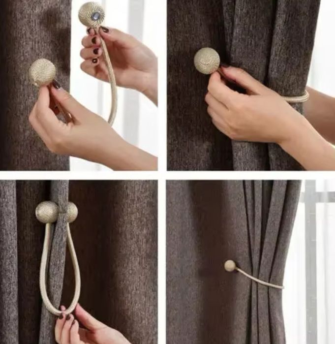 Комплект 2 броя магнитни държачи за захващане на пердета завеси