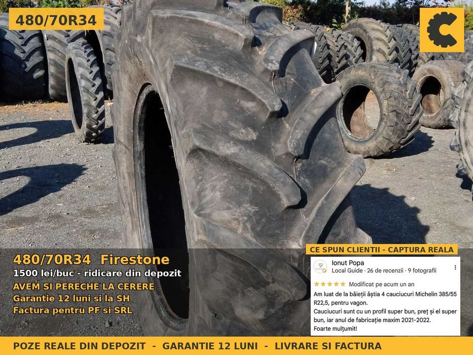 Cauciucuri Anvelope 480/70R34 480/70 R34 18.4R34 480/70-34 4807034 Firestone Tractor Punte Spate Tractiune SH Second Hand IEFTIN Oferta Pret Bun