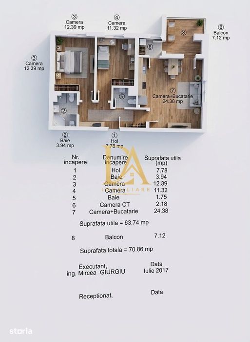 3 Camere | 71Mp | 2018 |Parcare|Ideal Residence, Bd. Timișoara