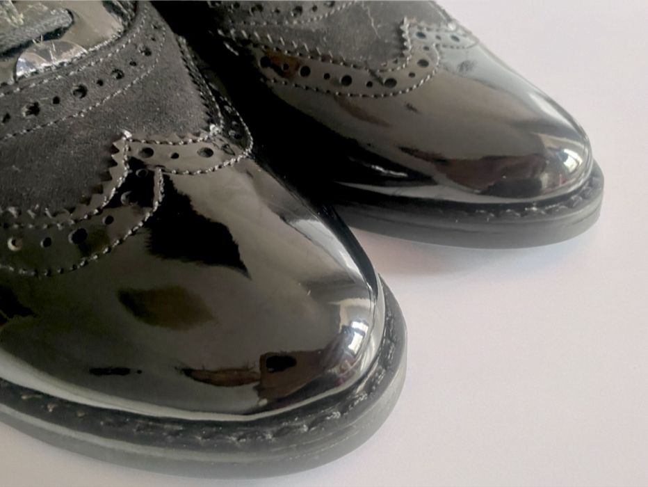 Pantofi Graceland Brogue/Oxford – Negru Lăcuit & Suede