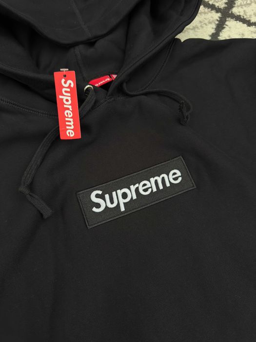 Supreme Box Logo Hooded Sweatshirt FW25 Black Hoodie Marime Medium M