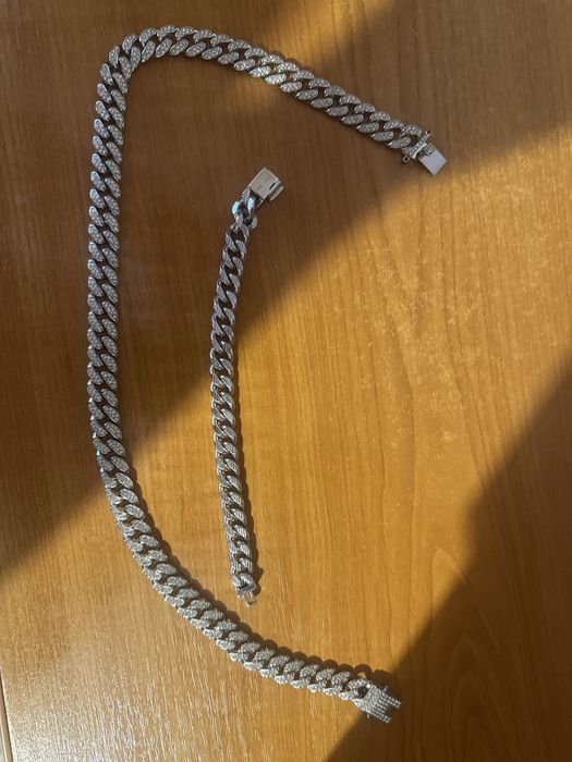 Brățară argint + lanț zirconiu