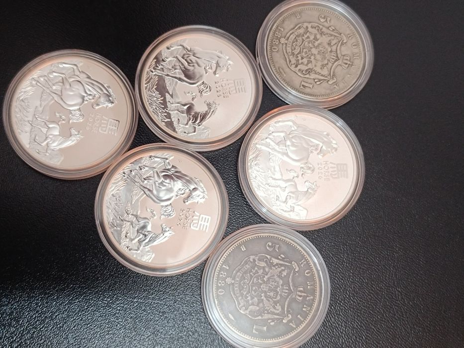 Monede argint 5 lei 1880  Carol 1, 1 dolar 31.1 g Charles al-3-lea