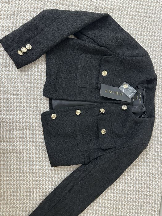 Новый твидовый укороченный пиджак