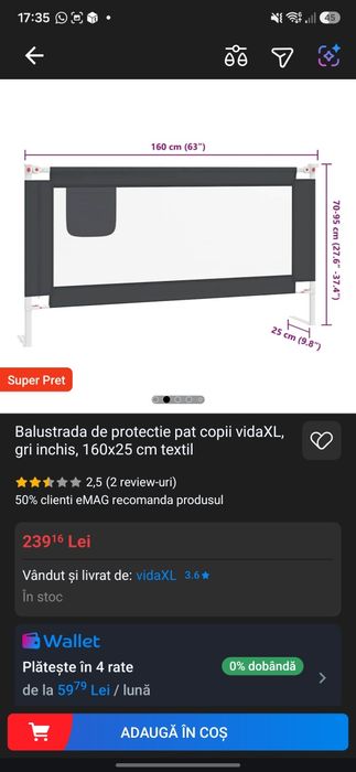 Balustrada protecție pat