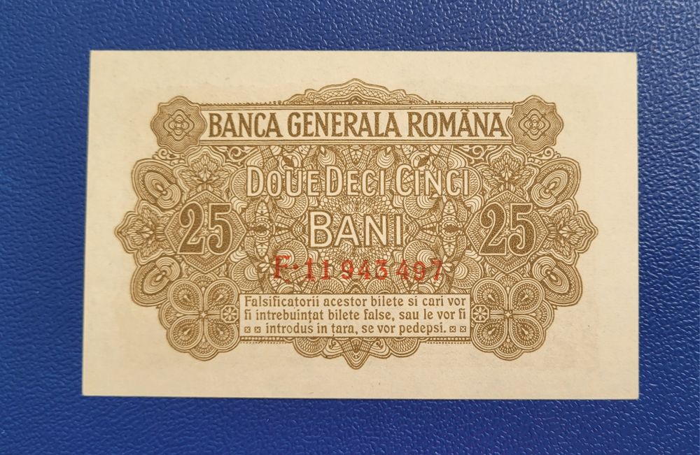 Bancnota 25/50 bani 1917 BGR  bani vechi