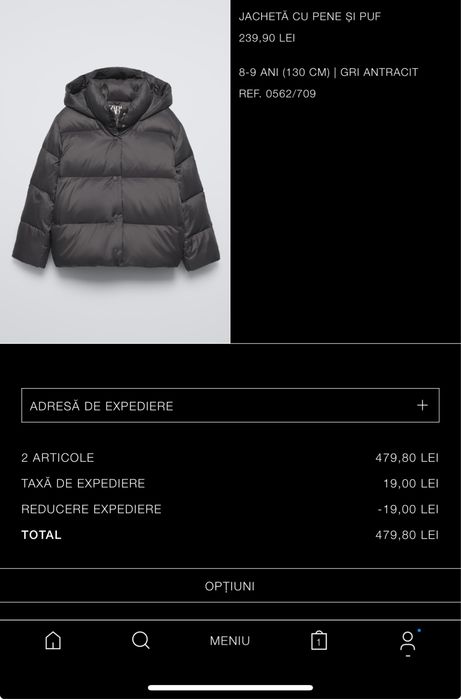 Geaca Zara fete 8-9 ani, 130 cm