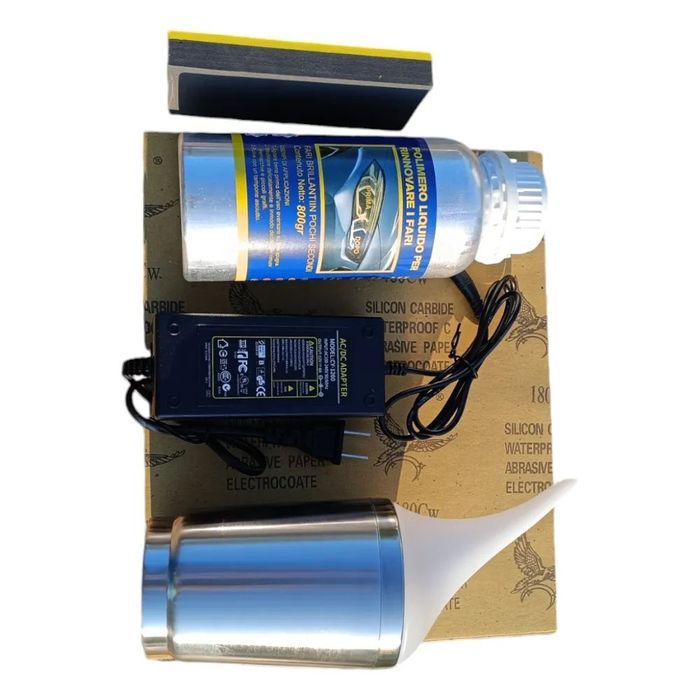kit restaurare faruri cu polimer lichid 800ml si cana electrica