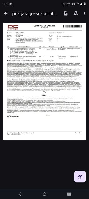 Laptop Lenovo Gaming aflat inca in garantie