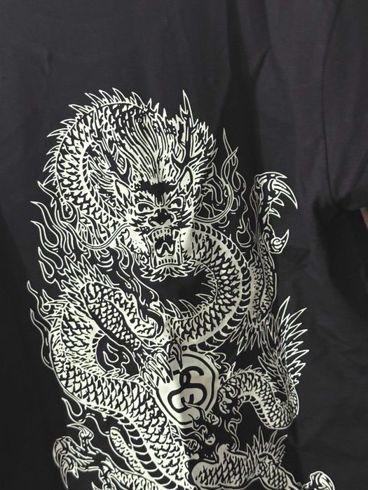 Tricou Negru Stussy Print Dragon marimea S