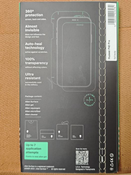 Huawei P40 Pro 256 GB, 5G, impecabil, cu folie Alien Surface full body