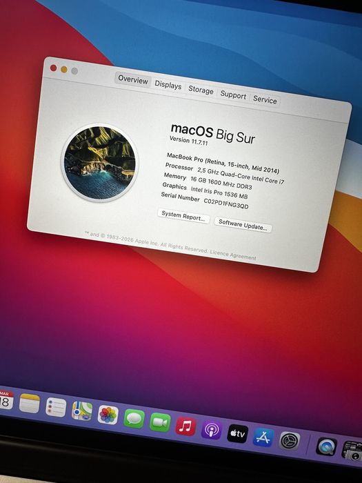 Mackbook pro i7 16gb Ram 512gb