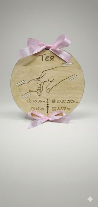 Бебешка визитка от дърво