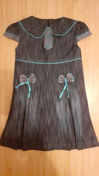 Rochie sarafan bleumarin material de blugi pentru scoala marimea 7 ani