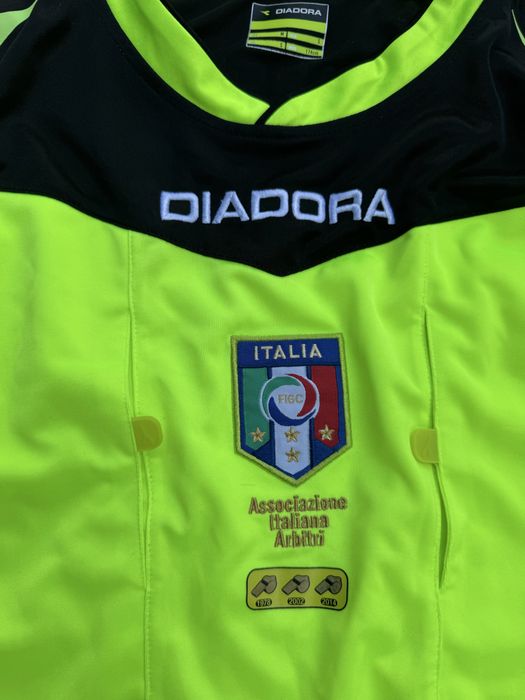 Tricou Arbitru Diadora Italia AIA FIGC Mânăcă Lungă Mărimea S / M Neon