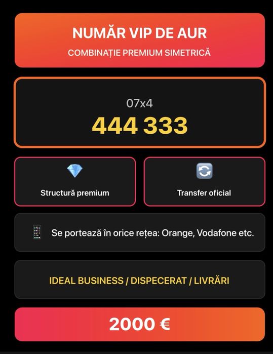 Numar VIP, Combinație Premium Simetrică