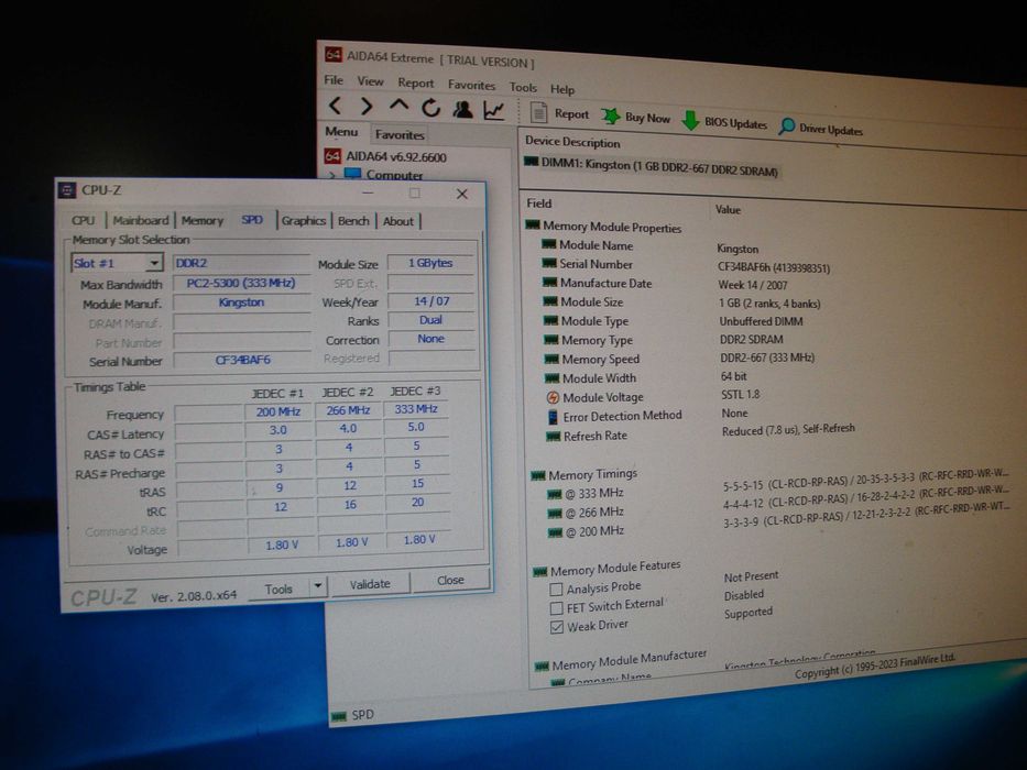 memorie ram ddr2 1gb 667 mhz kingston pc2 5300