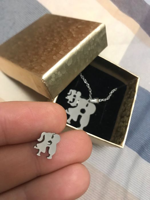 Set lantisor si cercei din inox cuplu