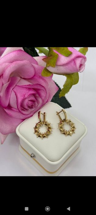 Золотые серьги Клеш Евро модель проба 585, вес 4,30