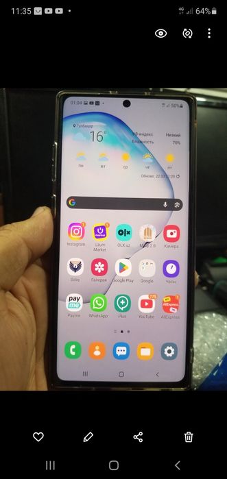 Galaxy note 10 plus ideal yangi ekran qoyilgan imey otkan aybi yoq