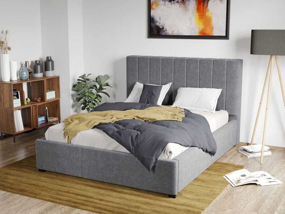 Pat Tapitat Adam Gri Eden 18 cu somiera fixa 140/160/180x200