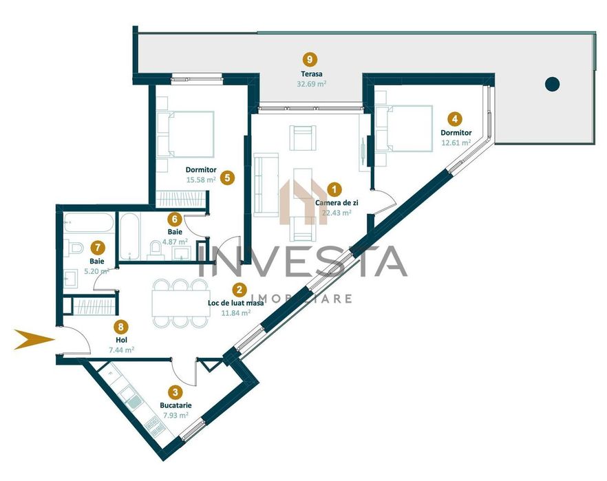 Apartament 3 camere 88 mp cu terasa 35 mp | Semifinisat | Intre Lacuri — fotografia 2