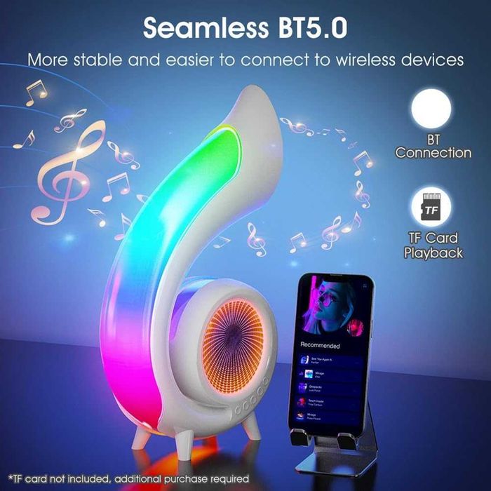 Led Лампа с Bluetooth Високоговорител, RGB с Блутут и Часовник