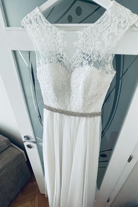 Rochie de mireasa NOUA, nepurtata – A-line fluida, XS–S XS–S, A-line,
