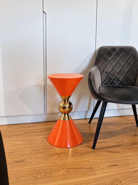 Măsuță accent LEIS Mobexpert | Metal | Portocaliu & auriu | Design modern