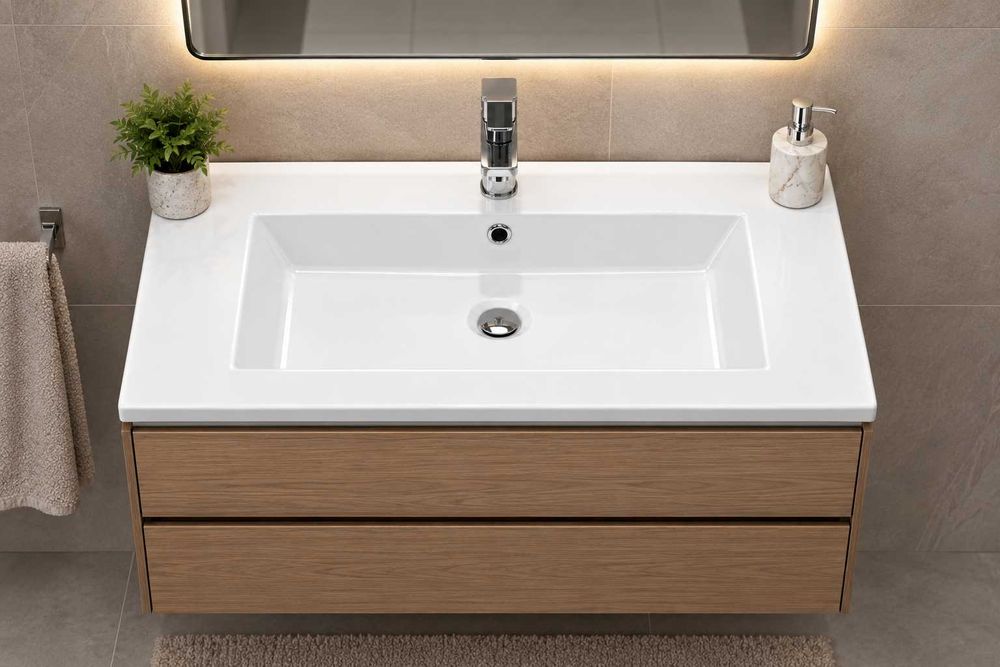 Chiuveta baie din ceramica 81 x 46 cm – Noua, design modern