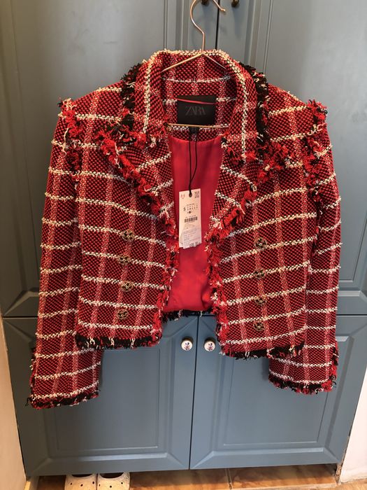 Sacou din tweed Zara S cu nasturi aurii