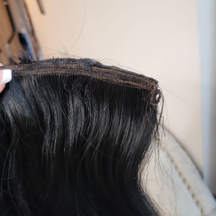 Черен екстеншън коса 60 см двоен плътен