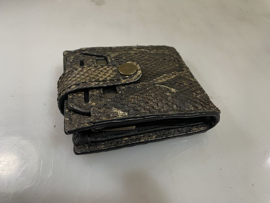 Портмоне бифолд из натуральной кожи питона, ручная работа.