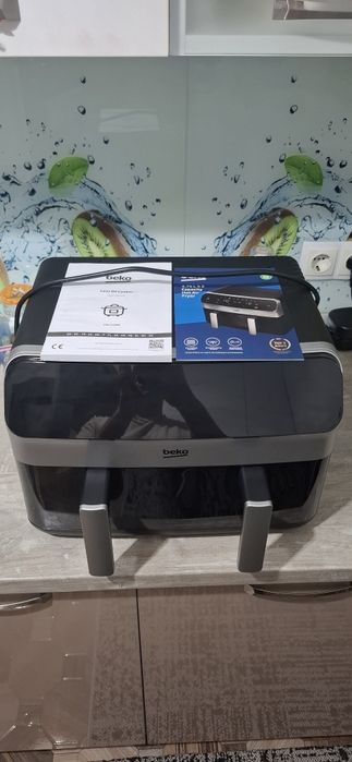 Friteuza cu aer cald dubla BEKO ExpertFry FRL6488, 9.5l, 2400W, negru-argintiu