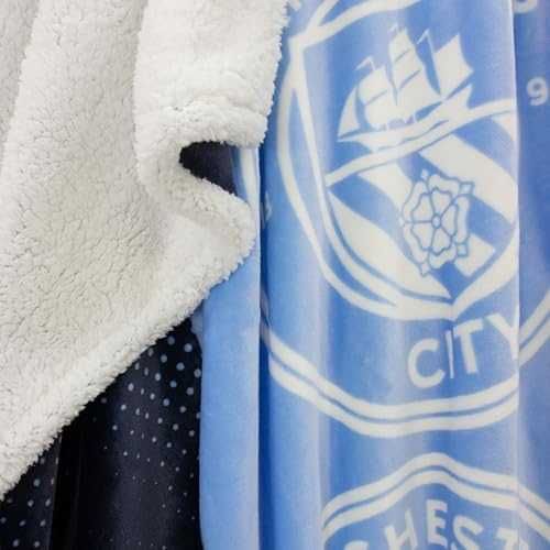 Ново Официално Sherpa Одеяло Manchester City FC 120x150см Поларено меко топло