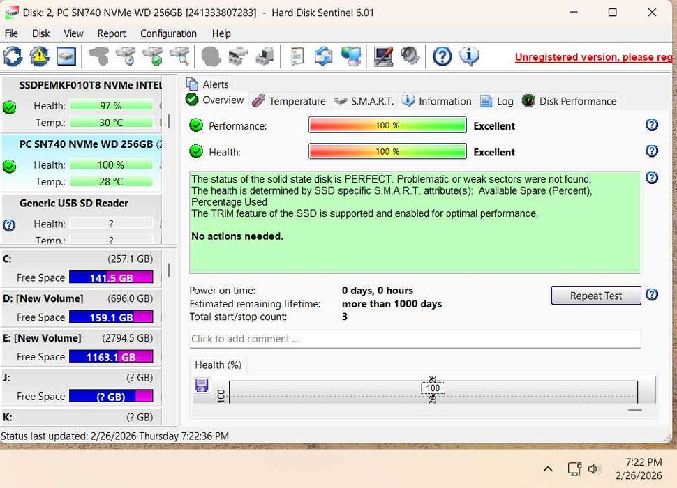 SSD WD SN740 256Gb M2 2230 NVME PCIE Gen4 x4
