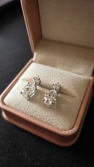 Cercei cu diamante  4,79 CT de laborator, cu aur alb de 18kt - Produs Nou, nepurtati