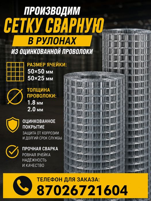 Сетка сварная в рулонах оцинкованная