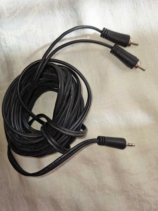 Cablu audio stereo RCA - tata  la  Jack 3,5 mm - tata, 12 m