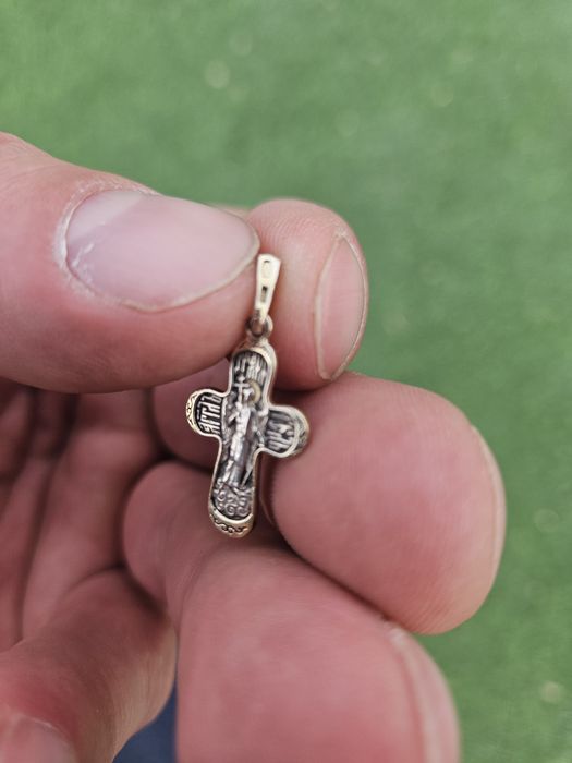 Крестик серебро с позолотой