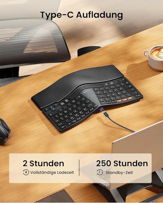 ProtoArc EK04: Безжична Ергономична Клавиатура с 2х Bluetooth и ресивъ