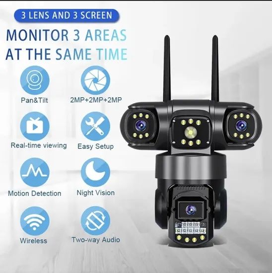 SC28-G 3 ko‘zli 4G/WiFi smart camera 360° sim kartali kamera FULL HD