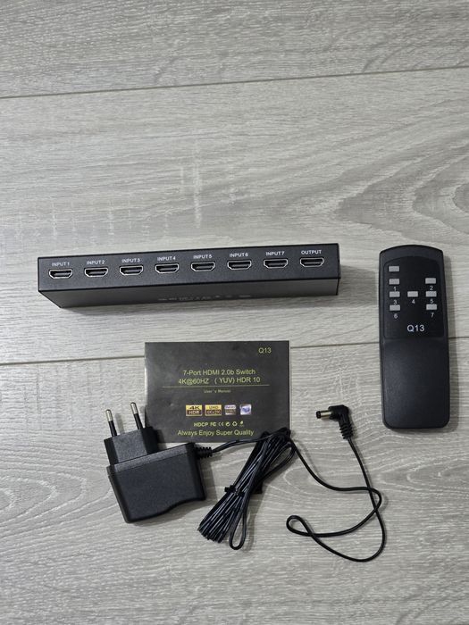 Switch HDMI 2.0 7-in-1 4K 60Hz HDR cu Telecomandă – HDCP 2.2